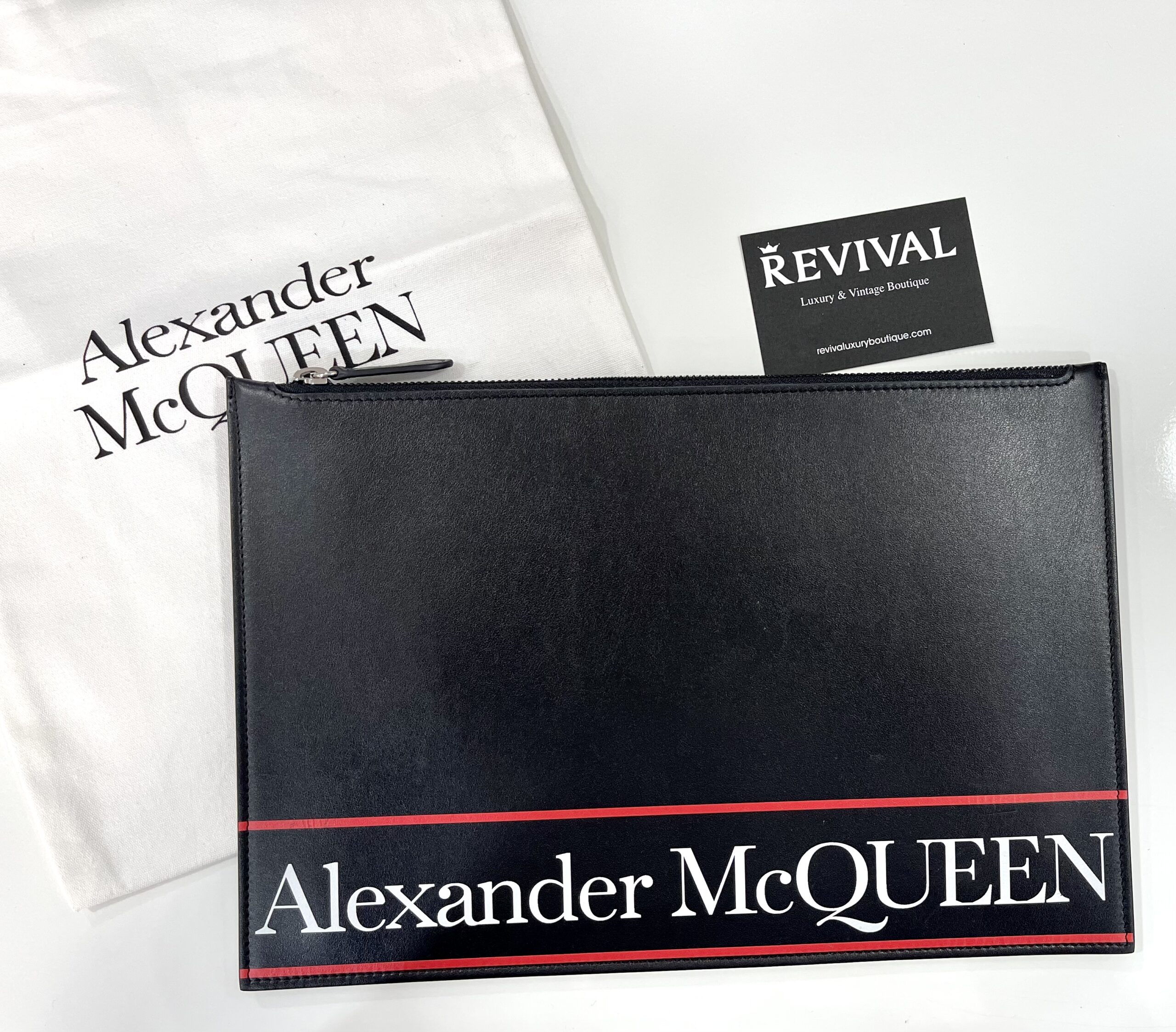 Alexander McQueen Pochette pelle nera stampa logo